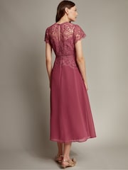 Monsoon Pink Monica Lace Midi Dress - Image 2 of 5