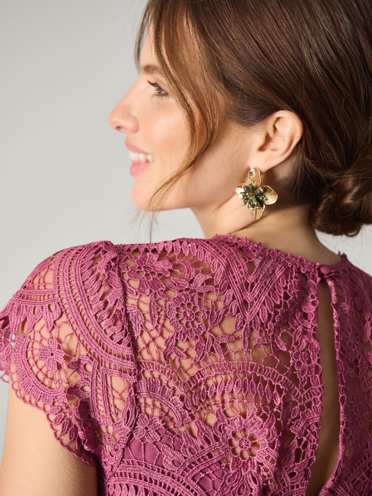 Buy Monsoon Dark Pink Monica Lace Midi Dress from Next USA