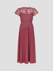 Monsoon Pink Monica Lace Midi Dress - Image 5 of 5