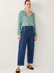 Monsoon Green Juliet Sheer Texture Ruffle Blouse - Image 3 of 5