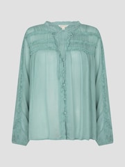 Monsoon Green Juliet Sheer Texture Ruffle Blouse - Image 5 of 5