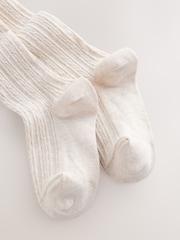 Oatmeal Cream Longer Length Cotton Rich Cable Tights - Image 2 of 3