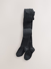 Charcoal Grey Longer Length Cotton Rich Cable Tights - Image 1 of 3