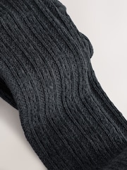 Charcoal Grey Longer Length Cotton Rich Cable Tights - Image 2 of 3