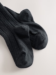 Charcoal Grey Longer Length Cotton Rich Cable Tights - Image 3 of 3