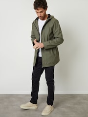 Threadbare Khaki Green Microfleece Lined Hooded Rubberised Raincoat - Image 3 of 5