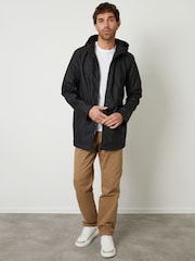 Threadbare Black Microfleece Lined Hooded Rubberised Raincoat - Image 4 of 5
