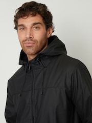 Threadbare Black Microfleece Lined Hooded Rubberised Raincoat - Image 5 of 5