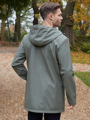 Threadbare Khaki Microfleece Lined Longline Hooded Raincoat - Image 4 of 4