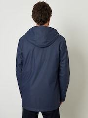 Threadbare Blue Microfleece Lined Hooded Rubberised Raincoat - Image 2 of 5