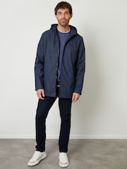Threadbare Blue Microfleece Lined Hooded Rubberised Raincoat - Image 3 of 5