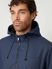 Threadbare Blue Microfleece Lined Hooded Rubberised Raincoat - Image 4 of 5