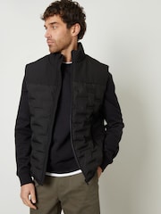 Threadbare Black Quilted Panel Funnel Neck Gilet - Image 1 of 5