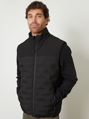 Threadbare Black Quilted Panel Funnel Neck Gilet - Image 2 of 5