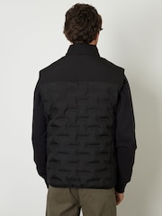 Threadbare Black Quilted Panel Funnel Neck Gilet - Image 3 of 5