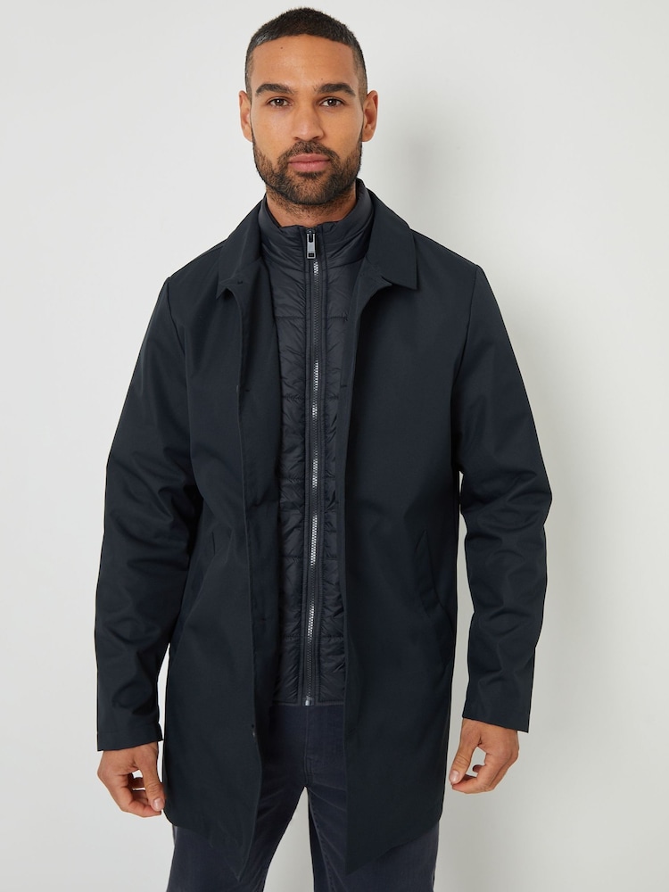 Threadbare Blue Collared Mock Layer Trench - Image 1 of 5 Threadbare Blue Collared Mock Layer Trench - Image 1 of 5