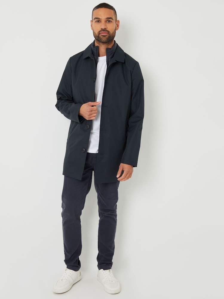 Albastru - Threadbare Collared Mock Layer Trench - Image 3 of 5