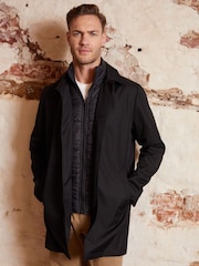Threadbare Black Collared Mock Layer Trench - Image 1 of 5
