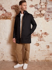 Threadbare Black Collared Mock Layer Trench - Image 4 of 5