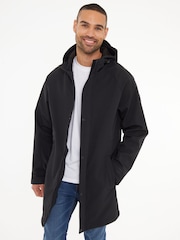 Threadbare Black Stretch Hooded Tie Waist Coat - Image 1 of 5