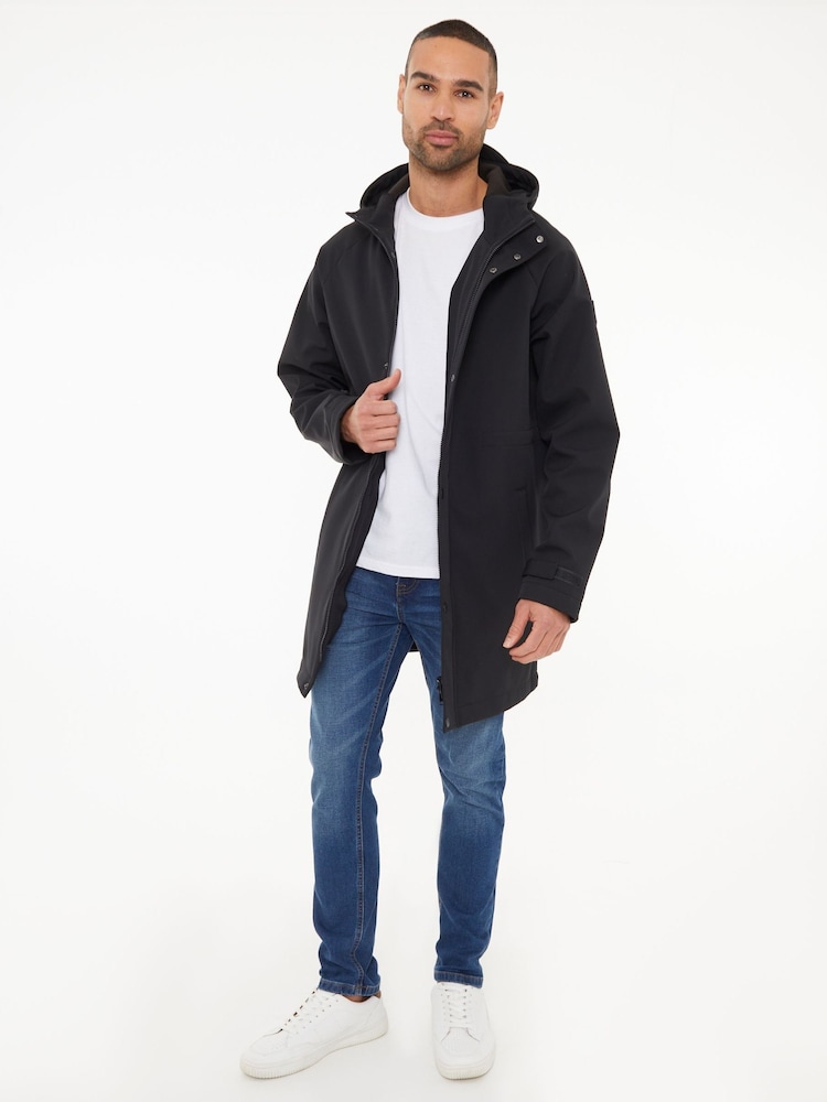 Threadbare Black Stretch Hooded Tie Waist Coat - Image 3 of 5