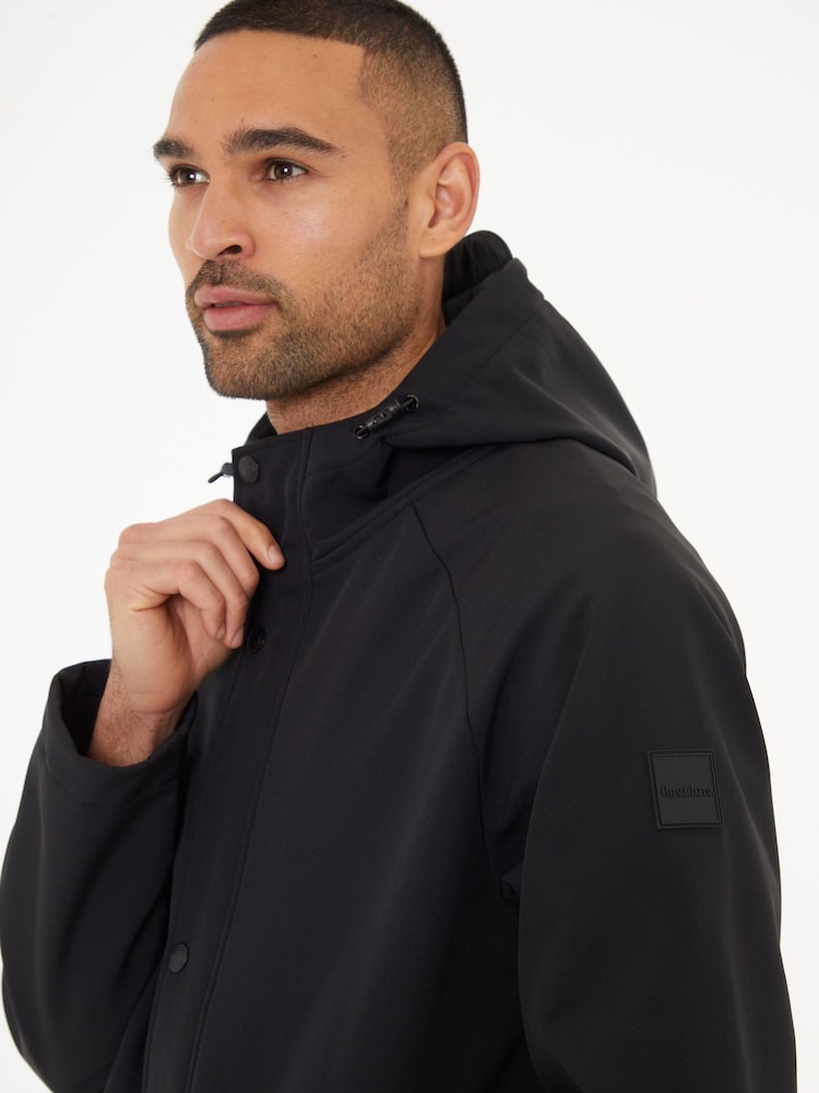 Threadbare Black Stretch Hooded Tie Waist Coat - Image 4 of 5