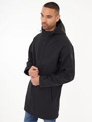Threadbare Black Stretch Hooded Tie Waist Coat - Image 5 of 5
