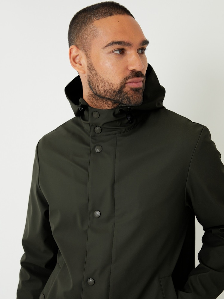 Threadbare Black Microfleece Lined Longline Hooded Raincoat - Image 4 of 4