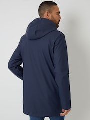 Threadbare Blue Microfleece Lined Longline Hooded Raincoat - Image 2 of 6