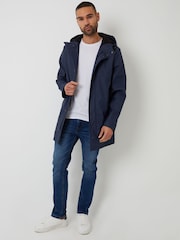 Threadbare Blue Microfleece Lined Longline Hooded Raincoat - Image 3 of 6