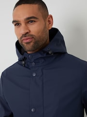 Threadbare Blue Microfleece Lined Longline Hooded Raincoat - Image 4 of 6