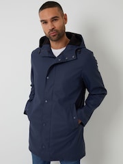 Threadbare Blue Microfleece Lined Longline Hooded Raincoat - Image 5 of 6