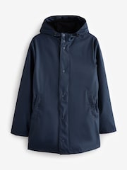 Threadbare Blue Microfleece Lined Longline Hooded Raincoat - Image 6 of 6