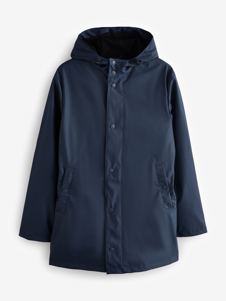 Threadbare Blue Microfleece Lined Longline Hooded Raincoat - Image 6 of 6