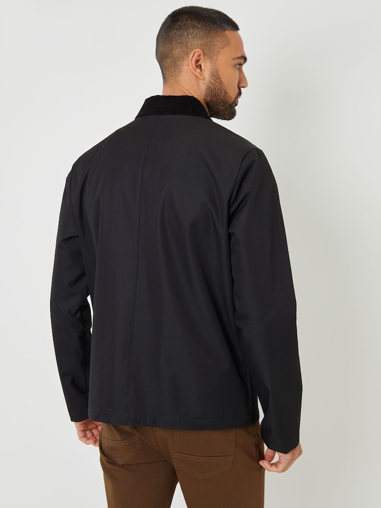 Threadbare Black Showerproof Corduroy Collar Jacket - Image 2 of 5
