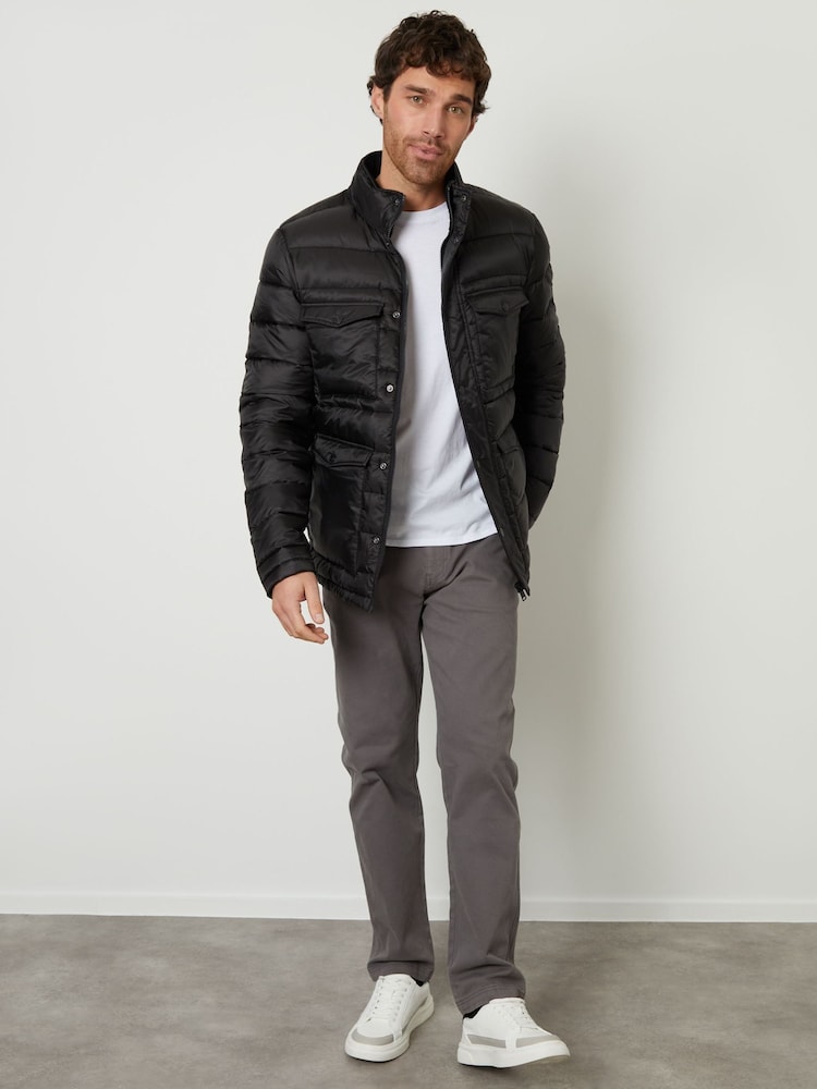 Threadbare Black Funnel Neck Utility Puffer Jacket - Image 2 of 4