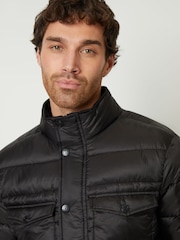 Threadbare Black Funnel Neck Utility Puffer Jacket - Image 3 of 4