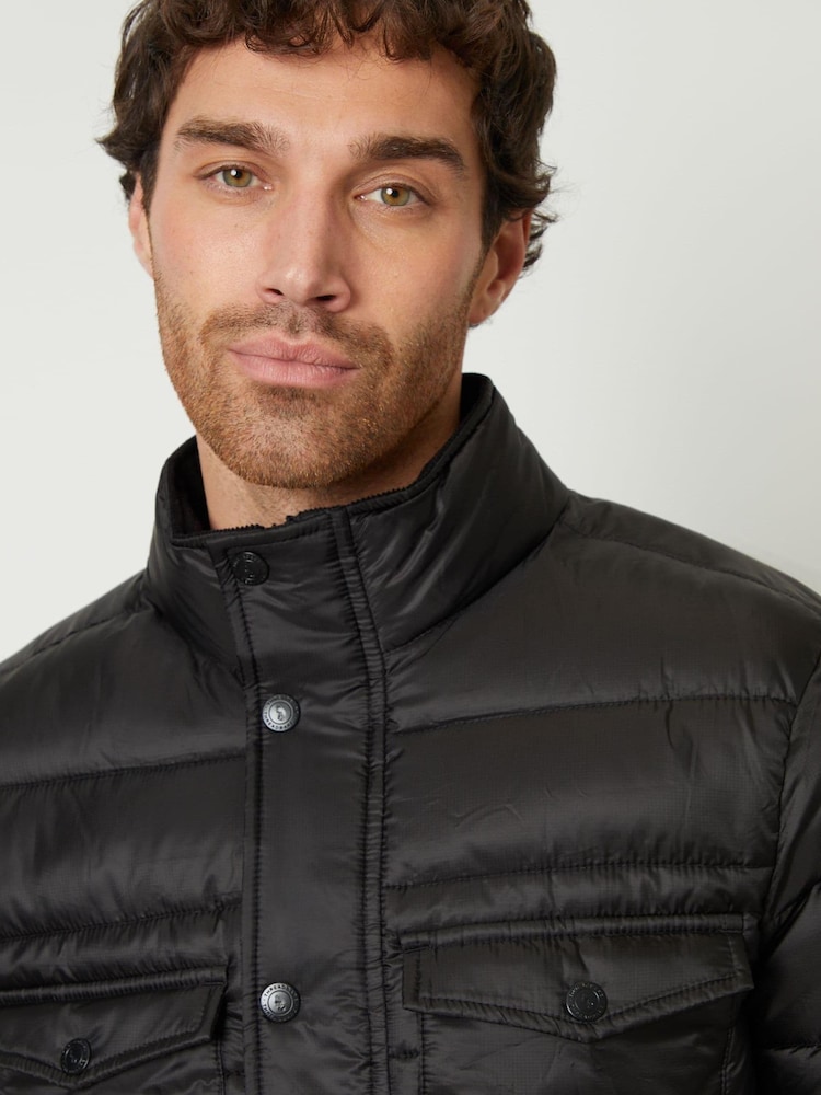 Threadbare Black Funnel Neck Utility Puffer Jacket - Image 4 of 4