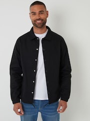Threadbare Black Twill Lightweight Collared 100% Cotton Jacket - Image 1 of 5