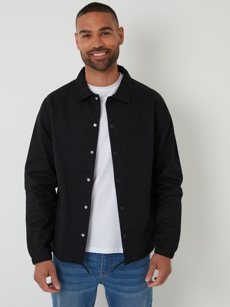 Threadbare Black Twill Lightweight Collared 100% Cotton Jacket - Image 1 of 5