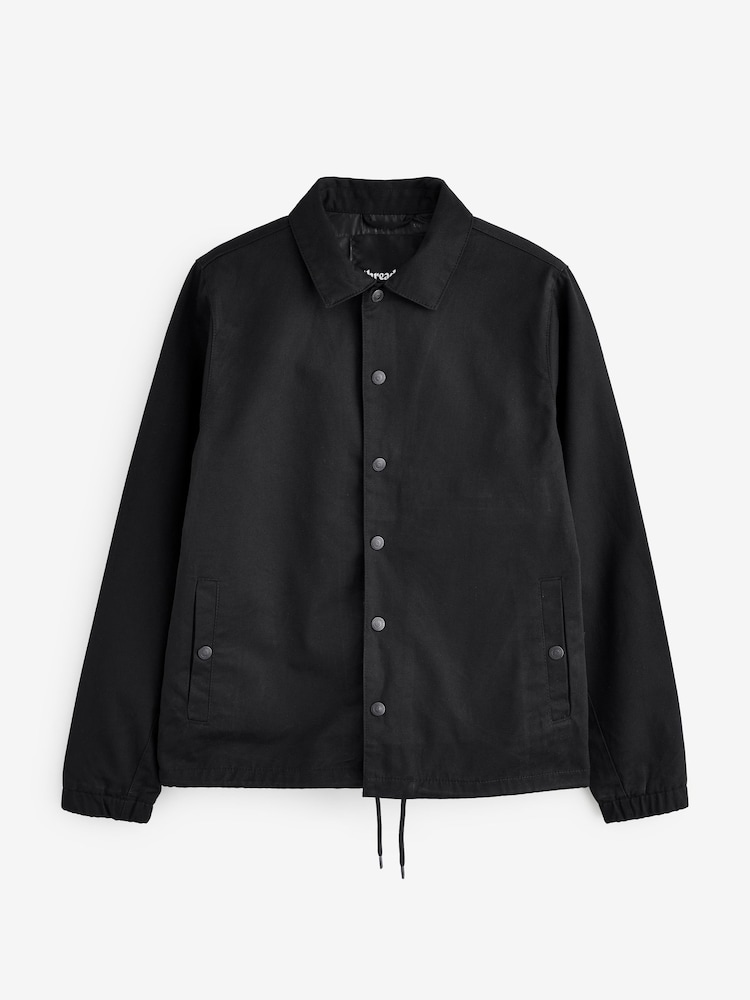 Threadbare Black Twill Lightweight Collared 100% Cotton Jacket - Image 5 of 5