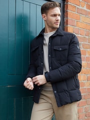 Threadbare Black Lightweight Collared Quilted Jacket - Image 1 of 5