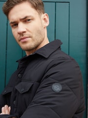 Threadbare Black Lightweight Collared Quilted Jacket - Image 4 of 5