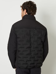 Threadbare Black Quilted Panel Funnel Neck Jacket - Image 2 of 5