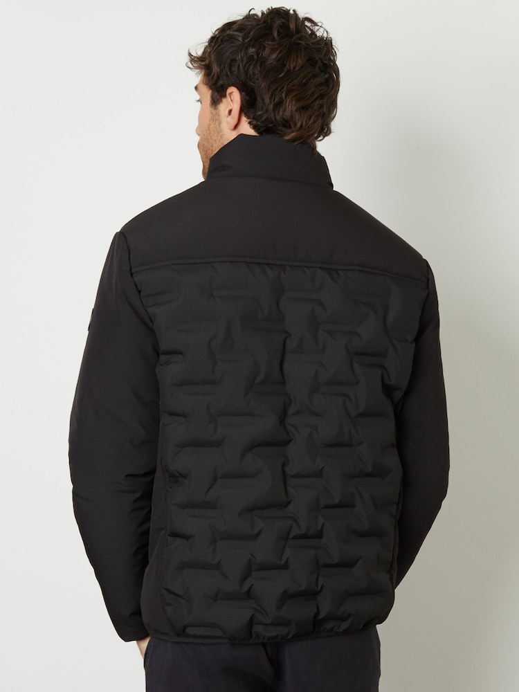 Threadbare Black Quilted Panel Funnel Neck Jacket - Image 2 of 5