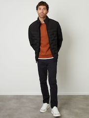 Threadbare Black Quilted Panel Funnel Neck Jacket - Image 3 of 5