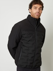 Threadbare Black Quilted Panel Funnel Neck Jacket - Image 5 of 5