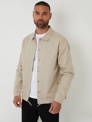 Threadbare Natural Twill Lightweight Collared 100% Cotton Jacket - Image 1 of 5