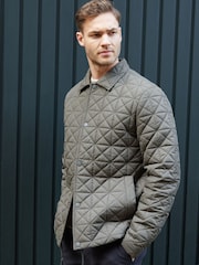 Threadbare Khaki Green Collared Quilted Jacket - Image 5 of 5