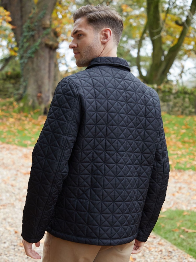 Threadbare Black Collared Quilted Jacket - Image 2 of 5